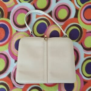 DOFAN Cream Leather Tote Circa 1940-1950's EVC